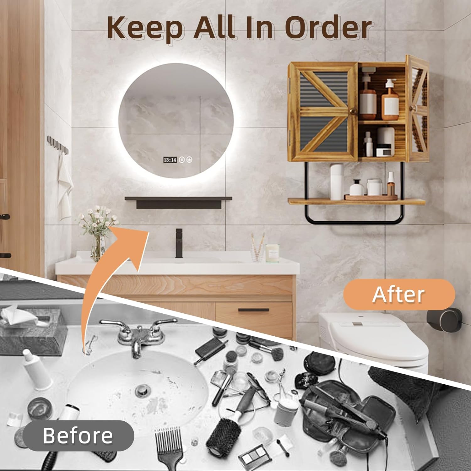 Butizone Small Bathroom Wall Cabinet