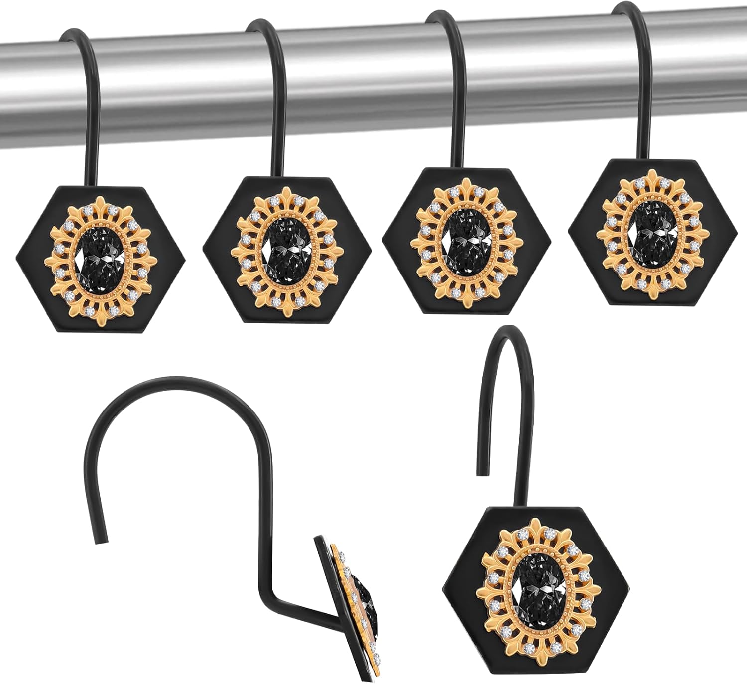 Luxury Diamond Design Decorative Shower Curtain Hooks