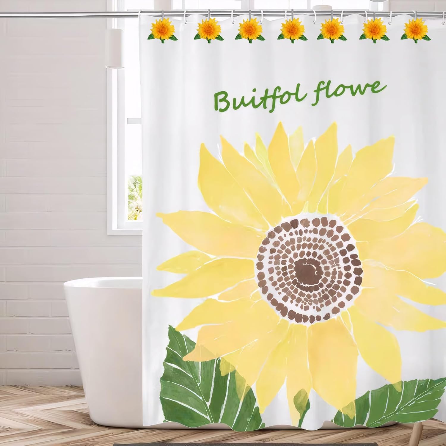 Sunflower Decorative Shower Curtain Hooks 12PCS Stainless Steel