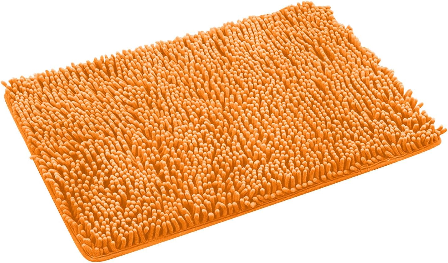 Black Bathroom Rug 27x18 Inches Shaggy Microfiber Non-Slip Bath Mat