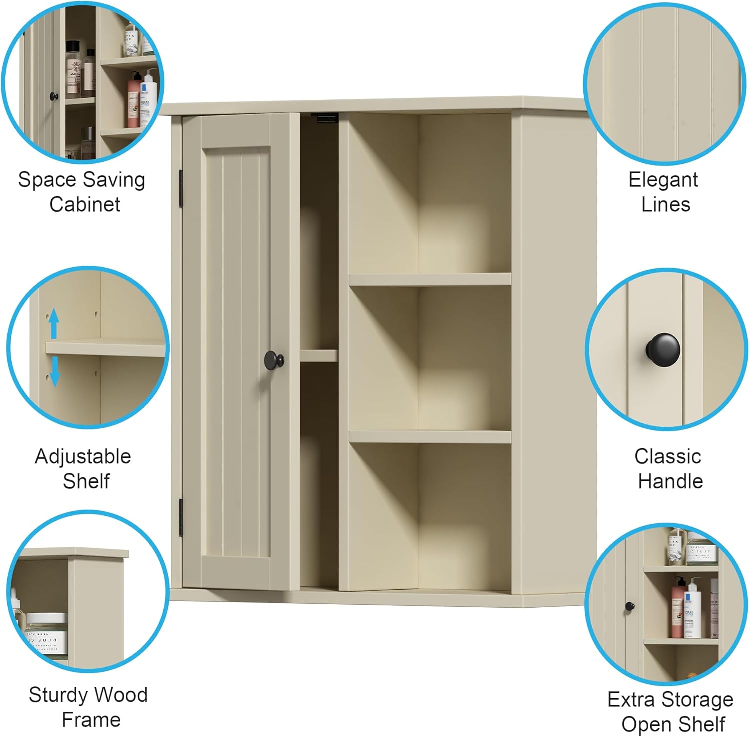 Treocho 3-Open-Shelf Medicine Cabinet