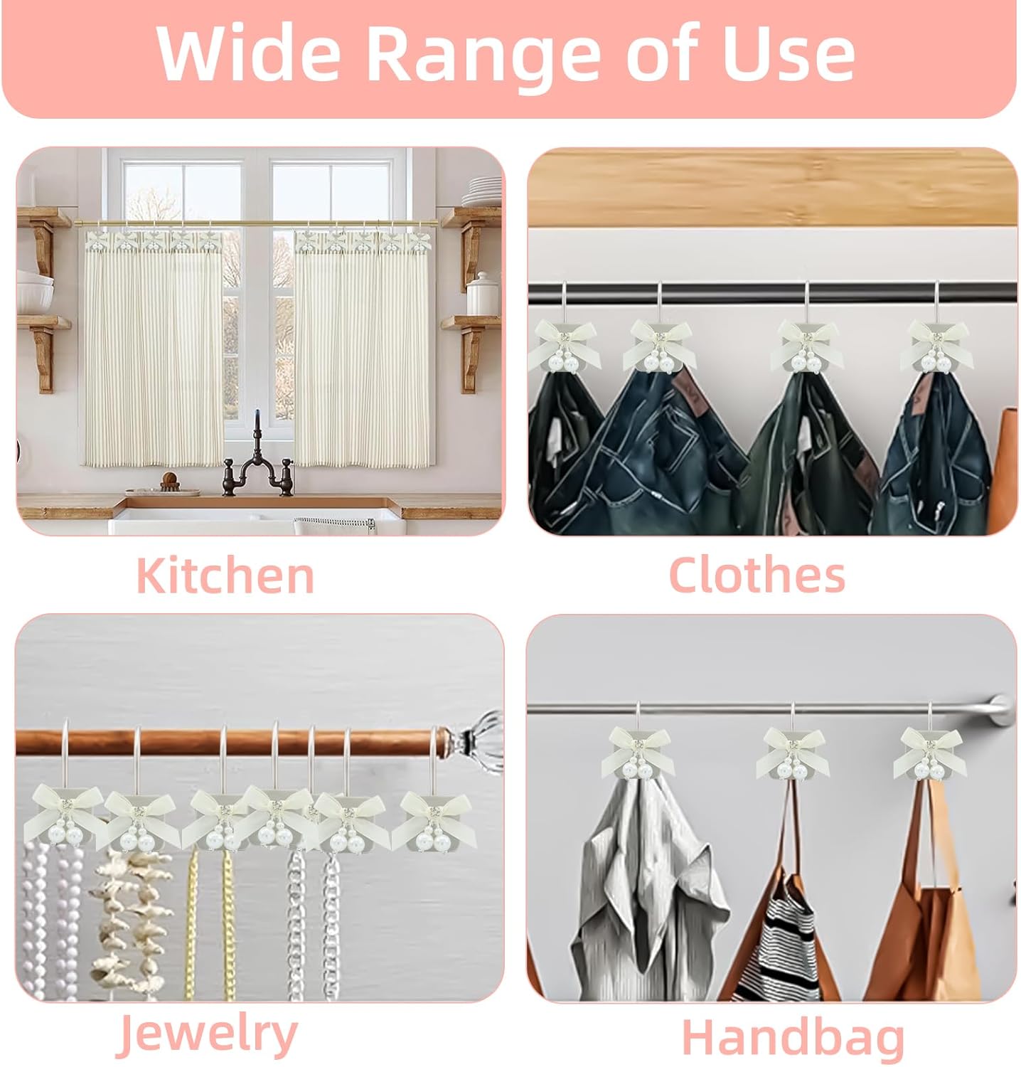 Luxury Bow Shower Curtain Hooks with Satin Design