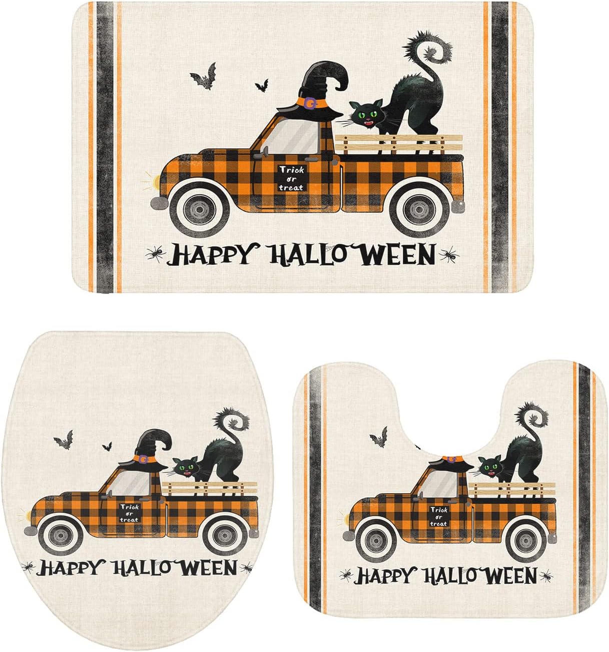 Halloween Hogwarts Sickly Plaid Bath Rug Set