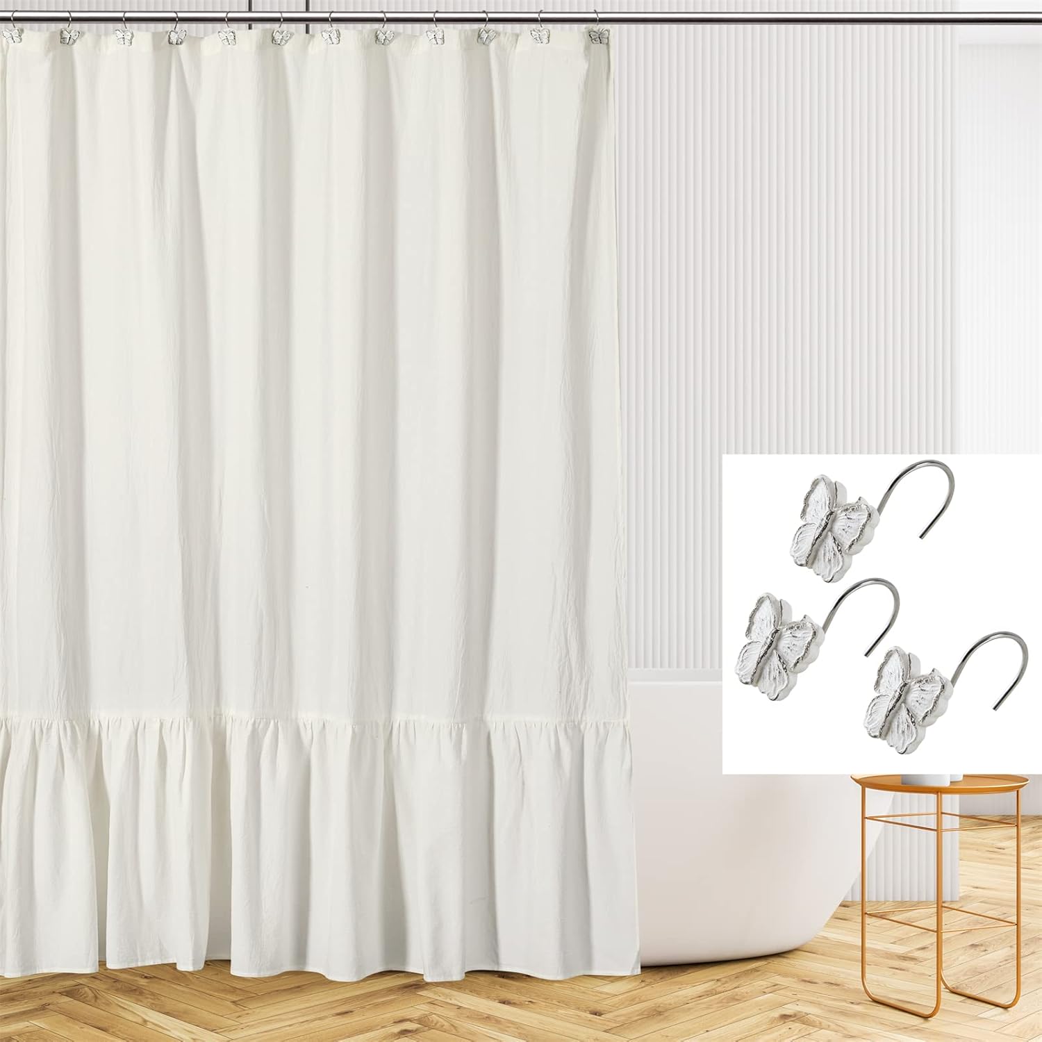Estmy Decorative Butterfly Shower Curtain Hooks 12PCS