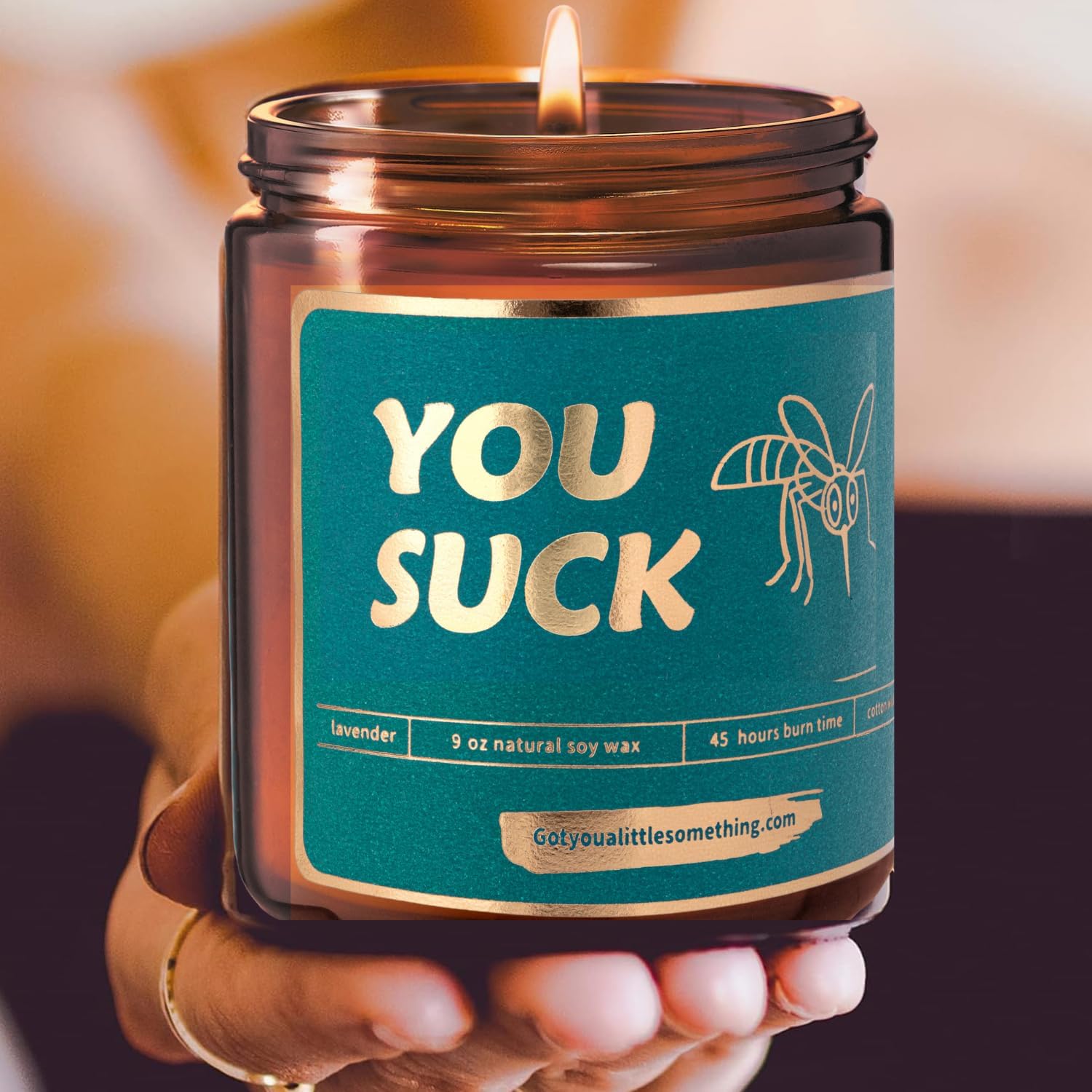 Citronella Candle with YOU SUCK Message 9oz Soy Wax Candle