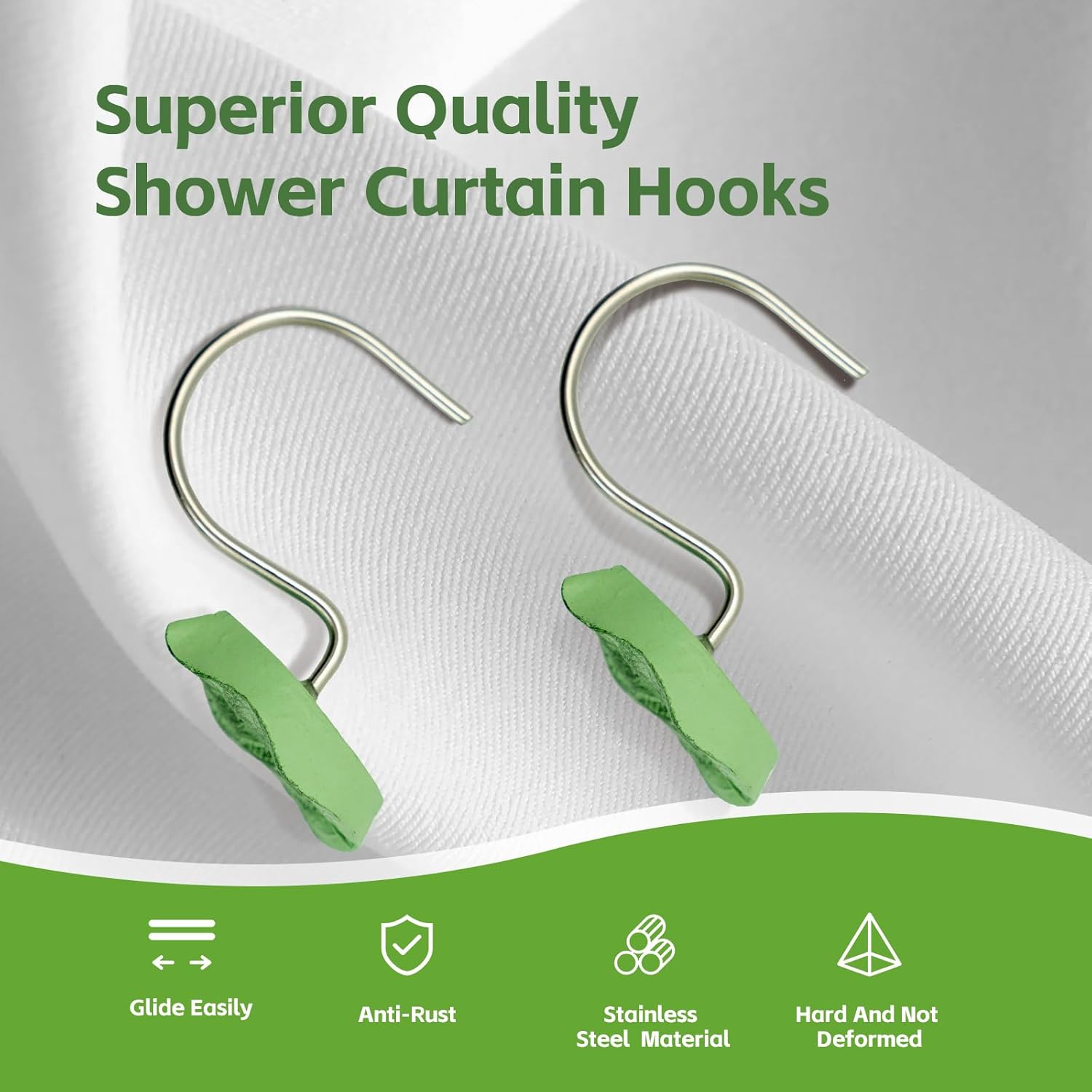12 Pack Decorative Leaf Shower Curtain Hooks