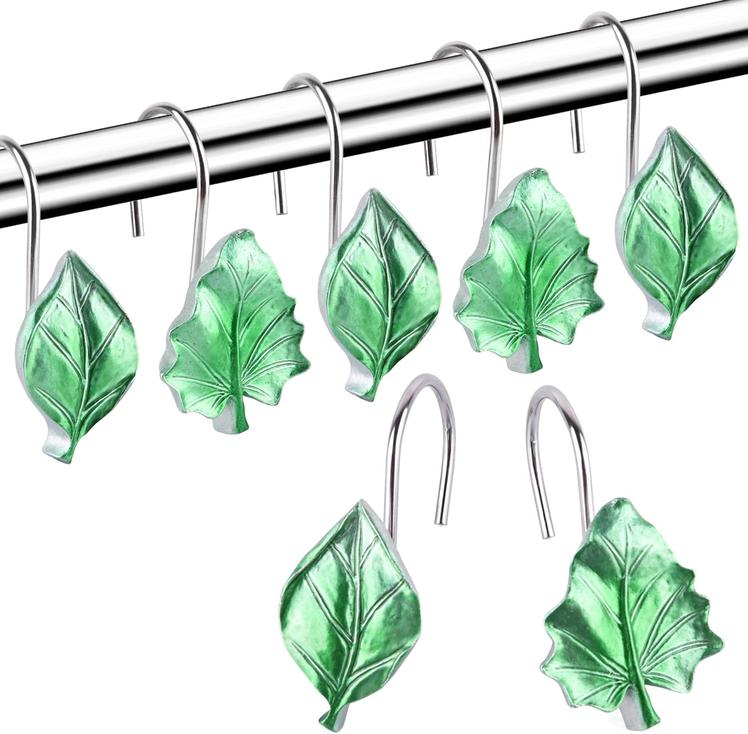 EVOOKA Botanical Leaves Shower Curtain Hooks Rust-Resistant Durable