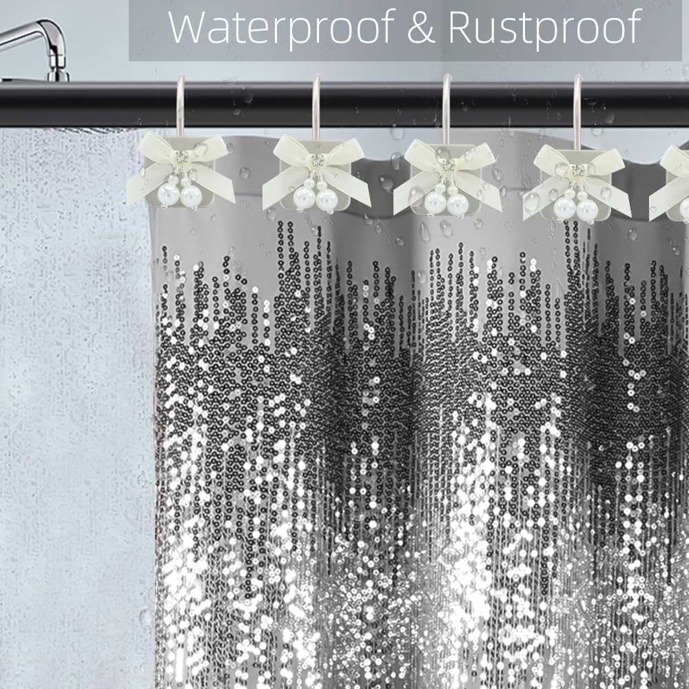 Luxury Bow Shower Curtain Hooks with Satin Design
