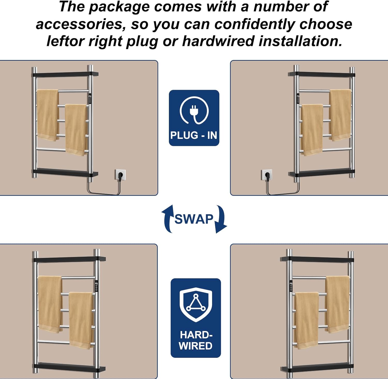 Premium Heated Towel Rack with LED Touch Control