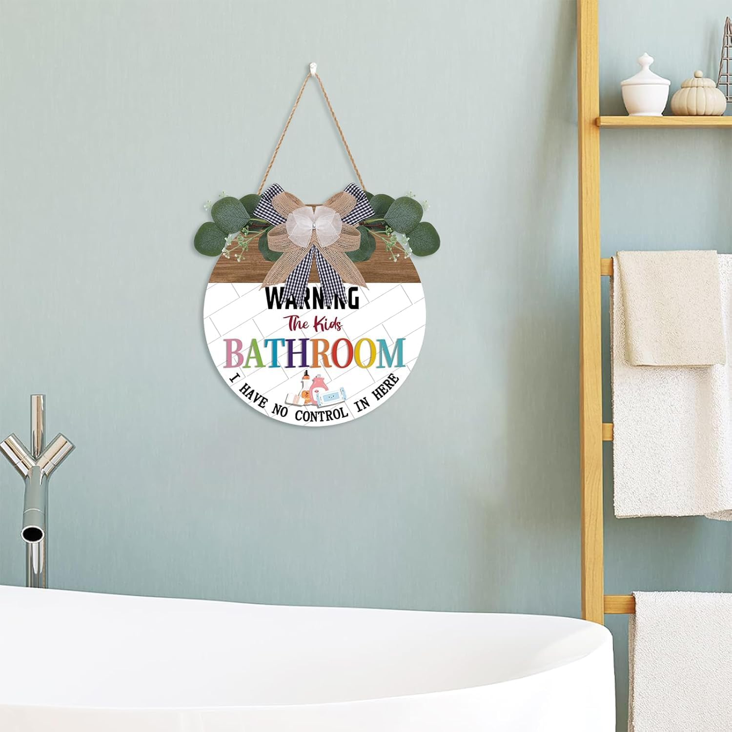 TOARTi Playful Kids Bathroom Wood Sign