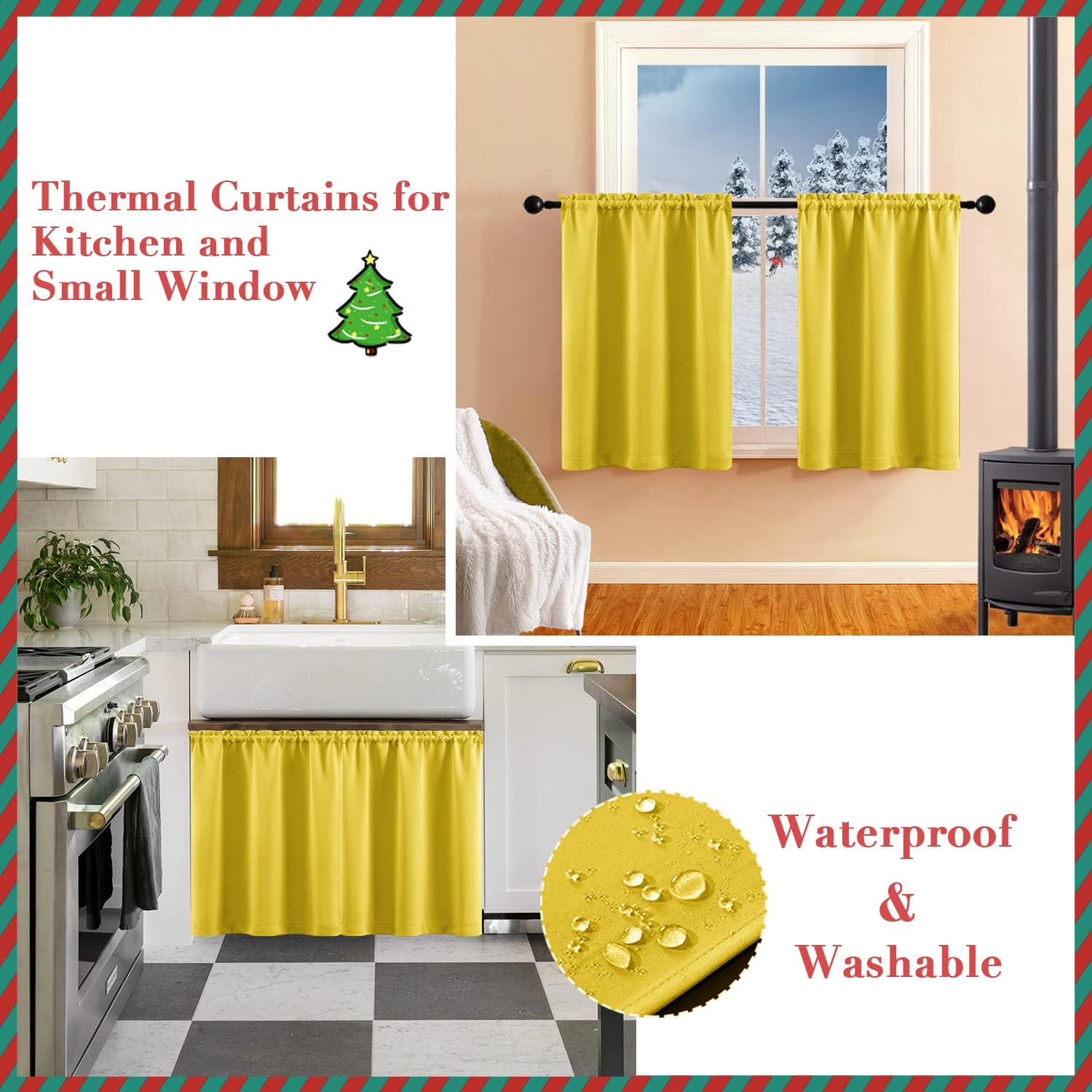 Mustard Yellow Window Curtains for Bedroom Kids