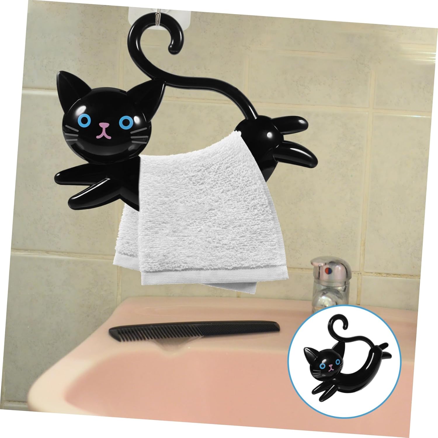 Adorable Cat Suction Cup Towel Rack