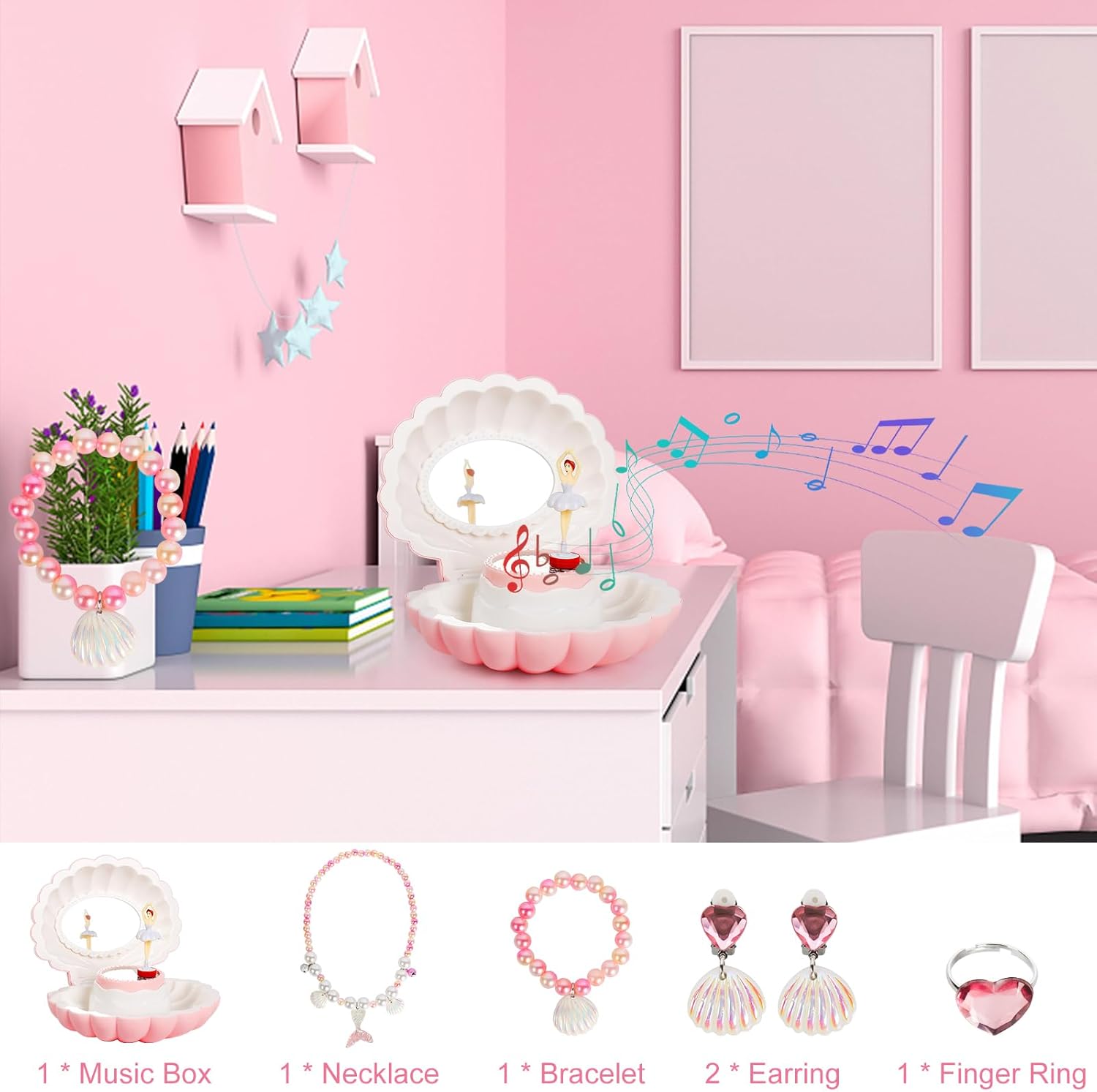 Hebaogugu Pink Jewelry Box for Girls