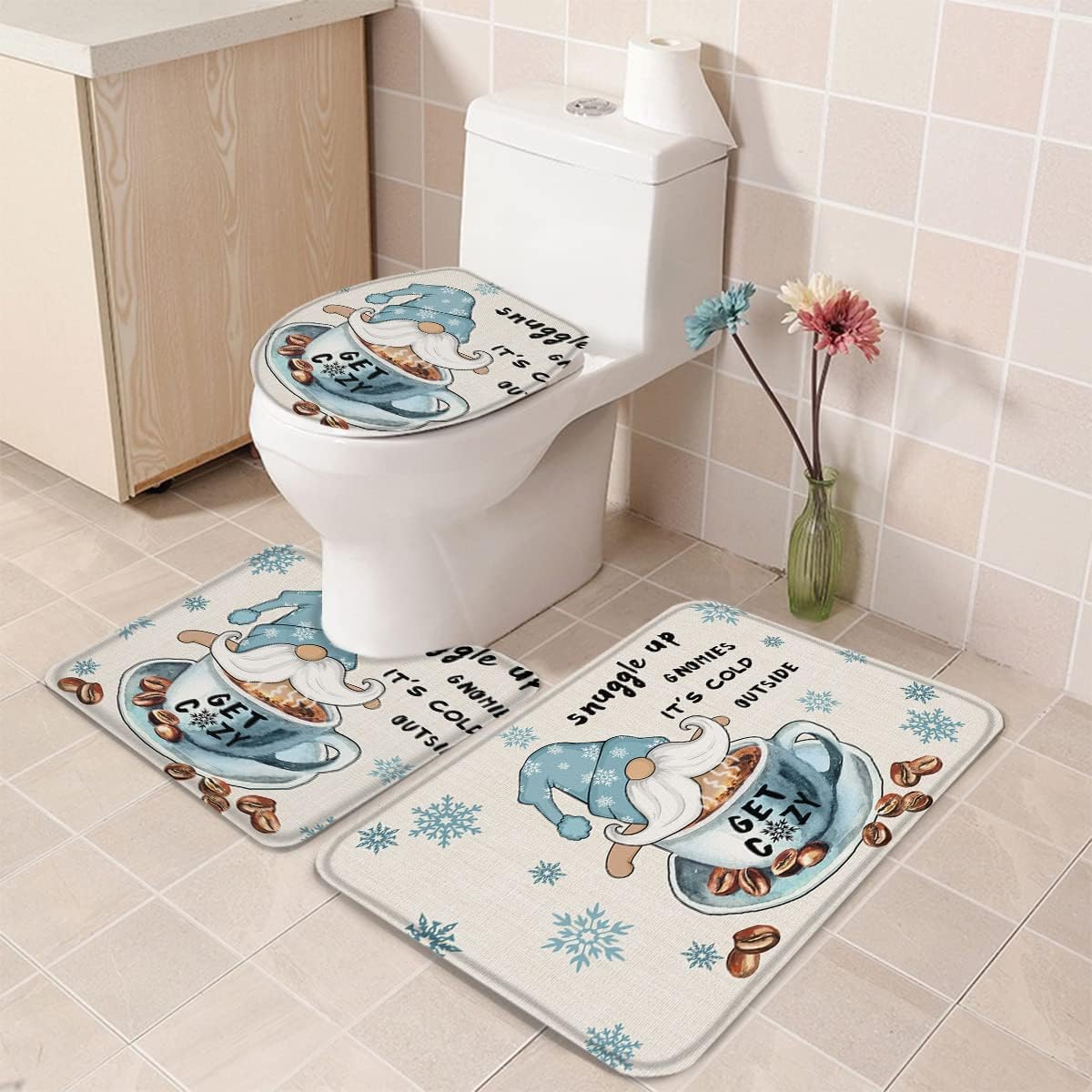 Ergonomic 3-Piece Bath Rug Set for Home Hotel Use