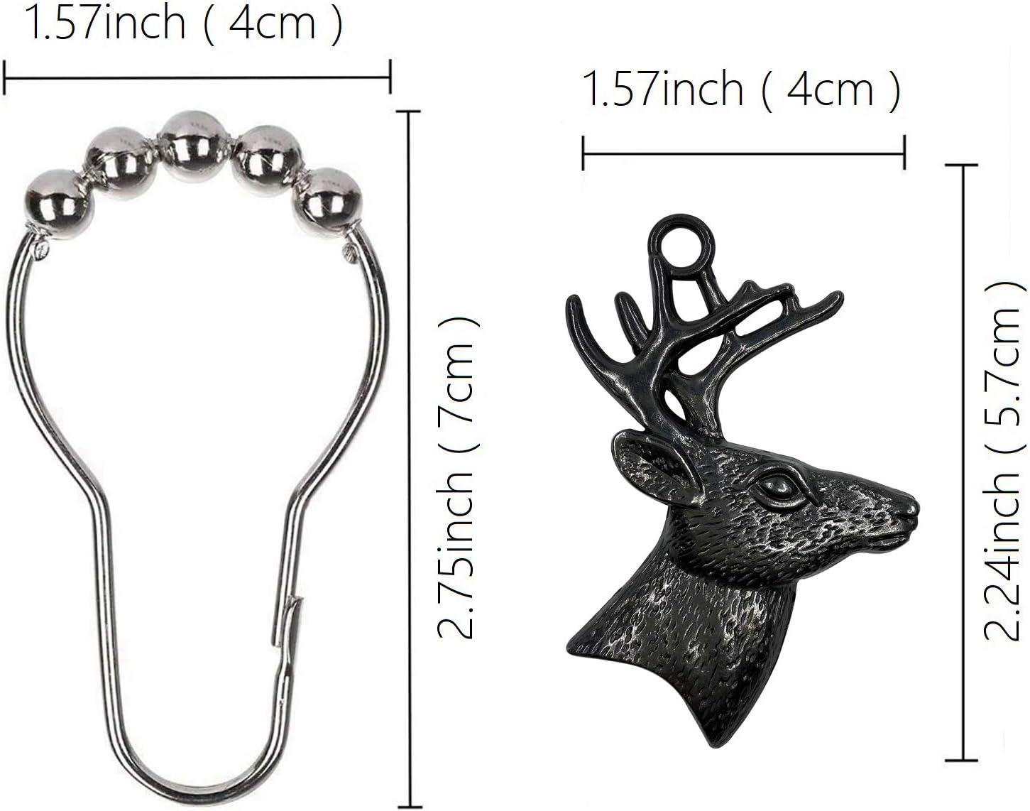12-Piece Deer Dish Curtain Hook Set - Rustic CabinChristmas Decor