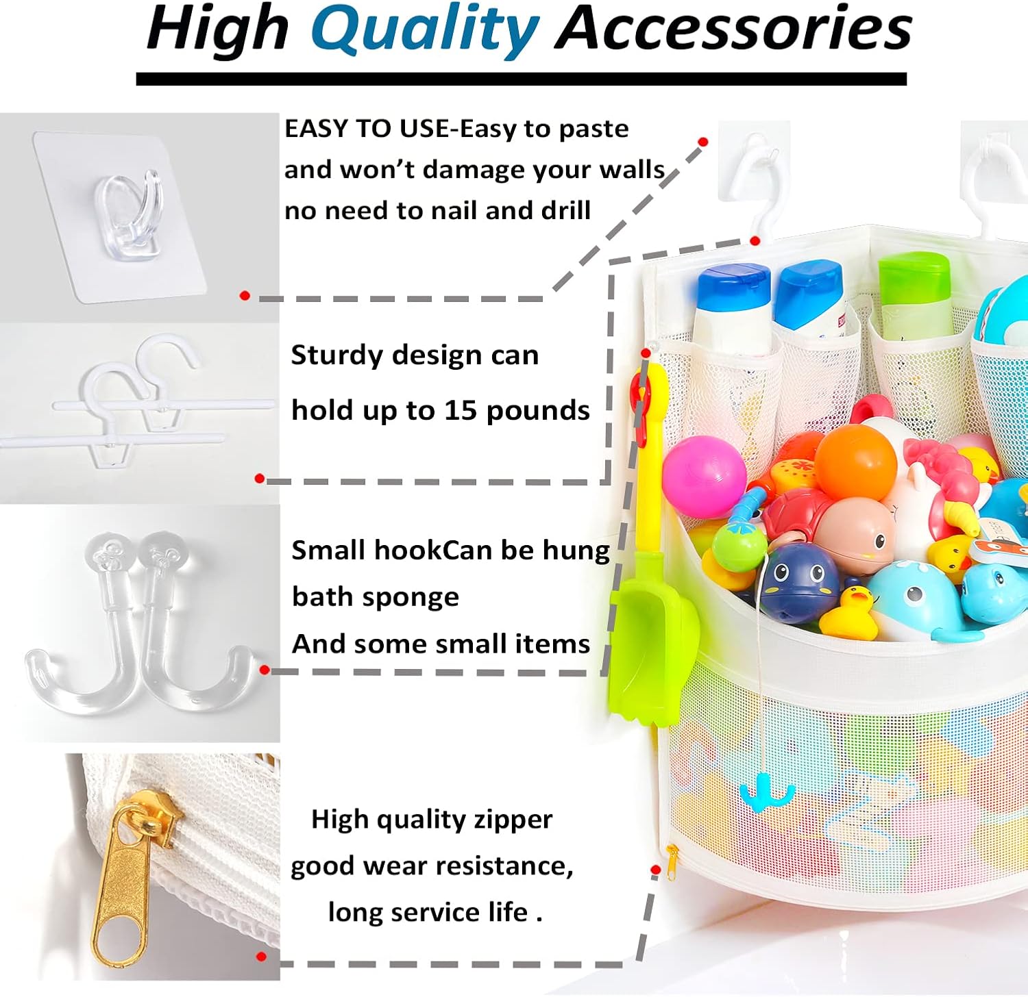 Baby Bathtub Toy Storage Organizer with Mesh