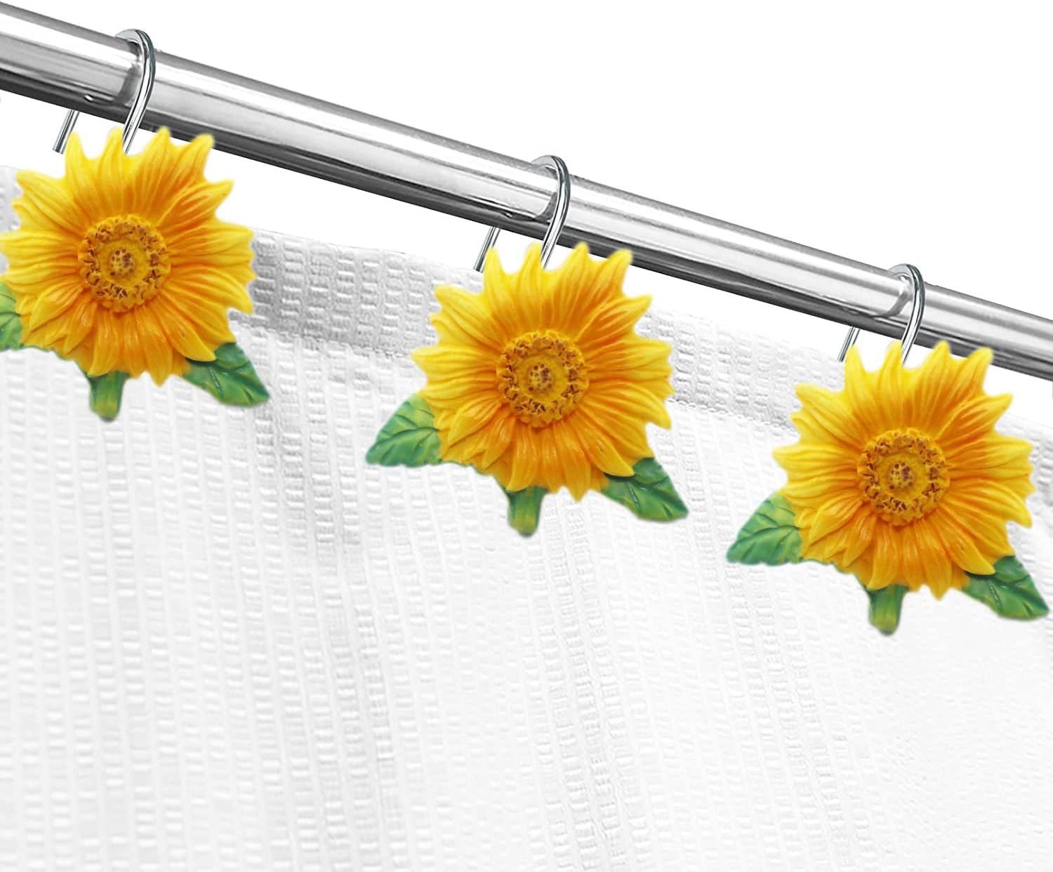 Sunflower Decorative Shower Curtain Hooks 12PCS Stainless Steel
