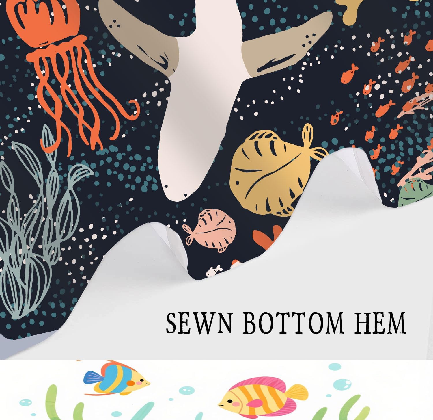 Ocean Fish Boho Shower Curtain for Kids