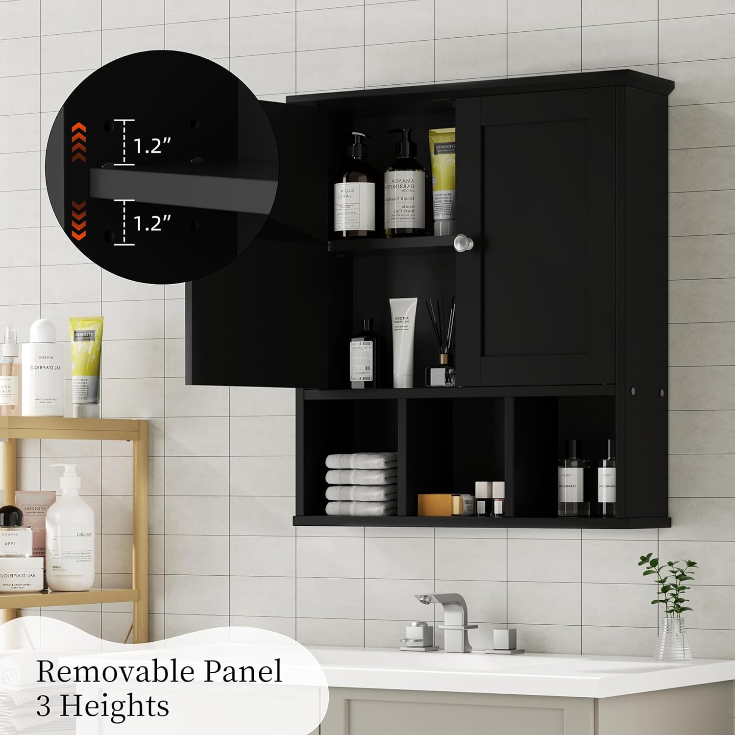 Styled Bathroom Wall Cabinet with Adjustable Shelves