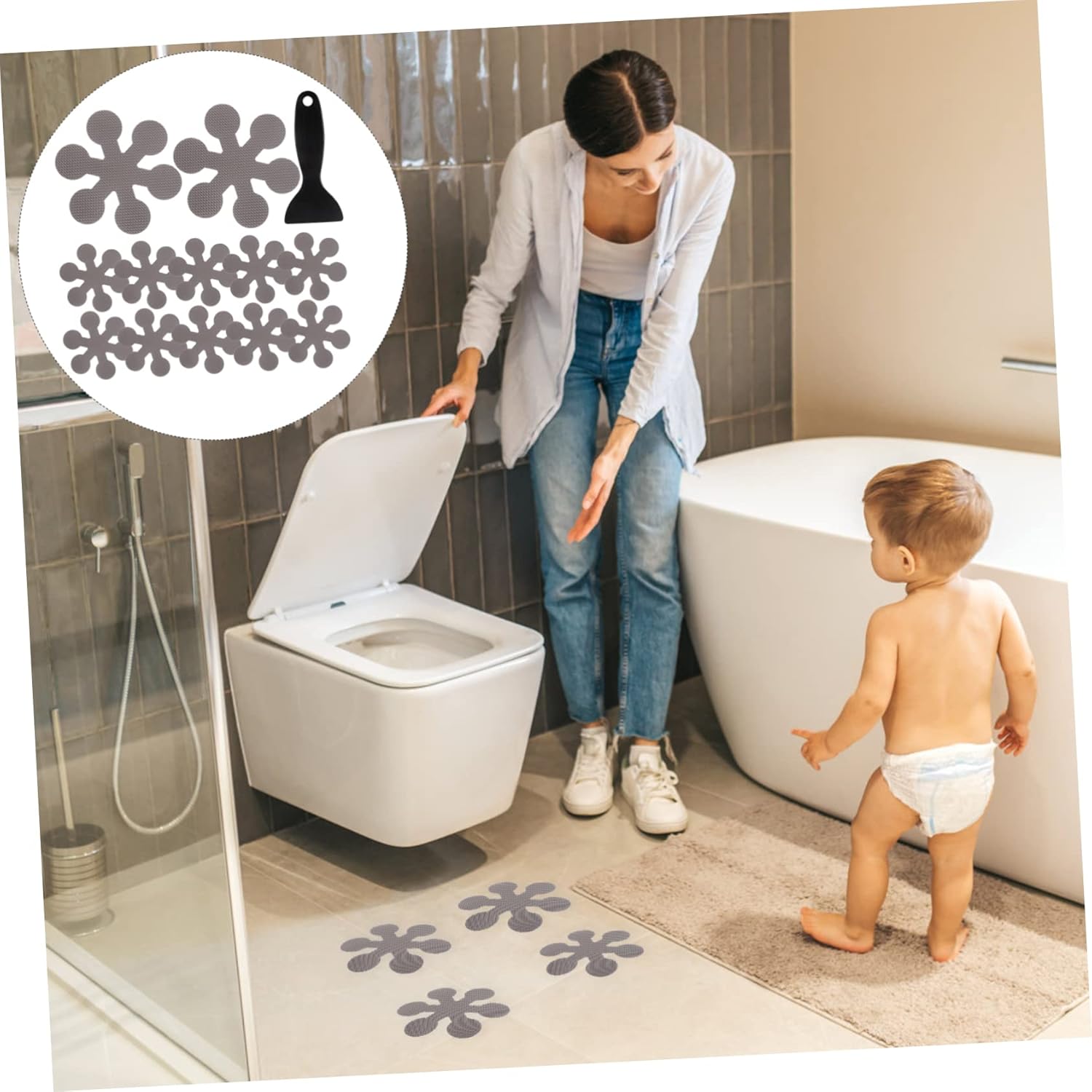 1Set Skidproof Bathtub Stickers for Shower and Bathroom