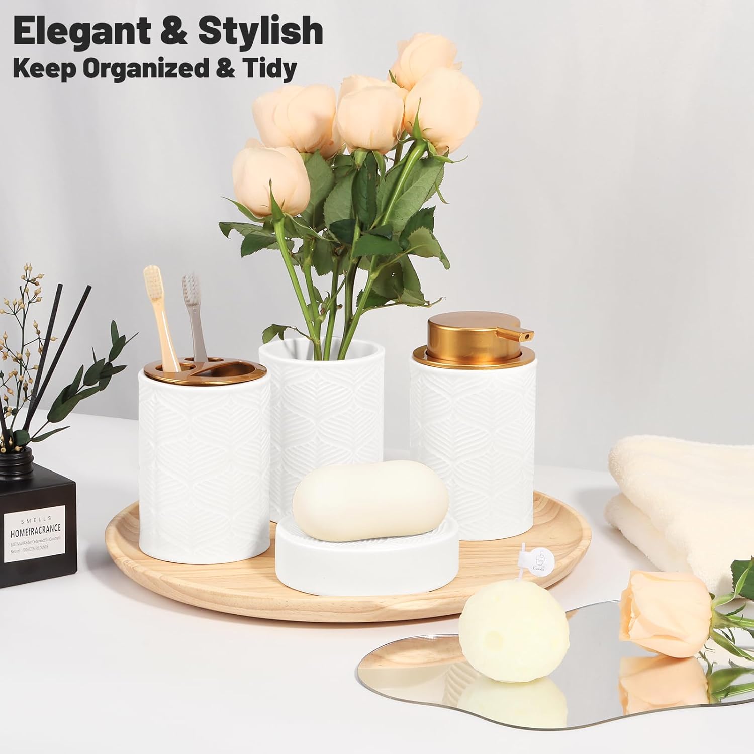 Kukikan 4-Piece Modern Ceramic Bathroom Set White