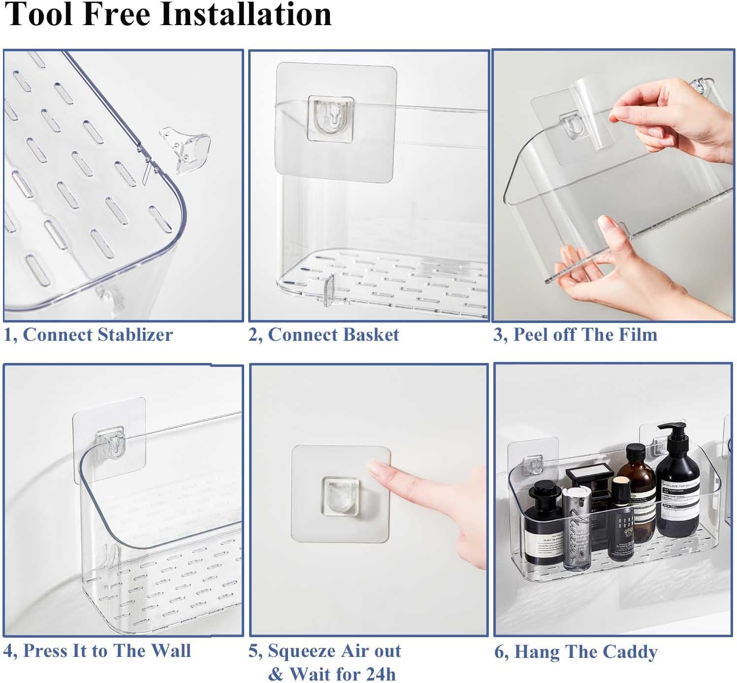4-Piece Transparent Adhesive for shower caddy replacement