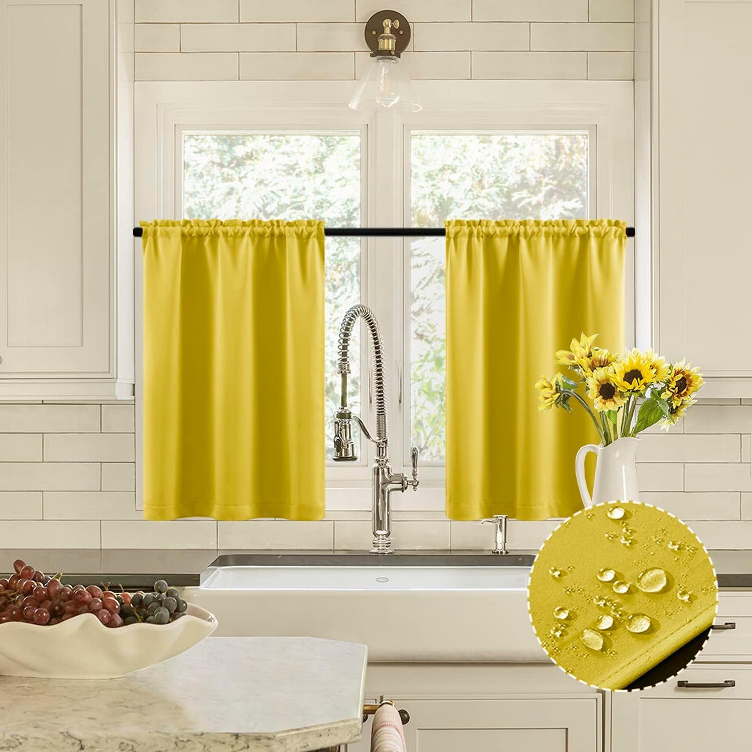 Mustard Yellow Window Curtains for Bedroom Kids