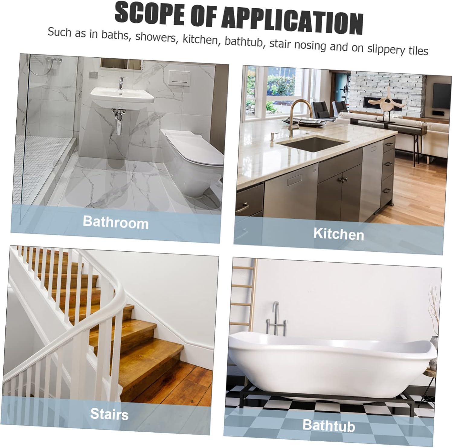 24Pcs Square Non Slip Bathtub Stickers for Safety Adhesive