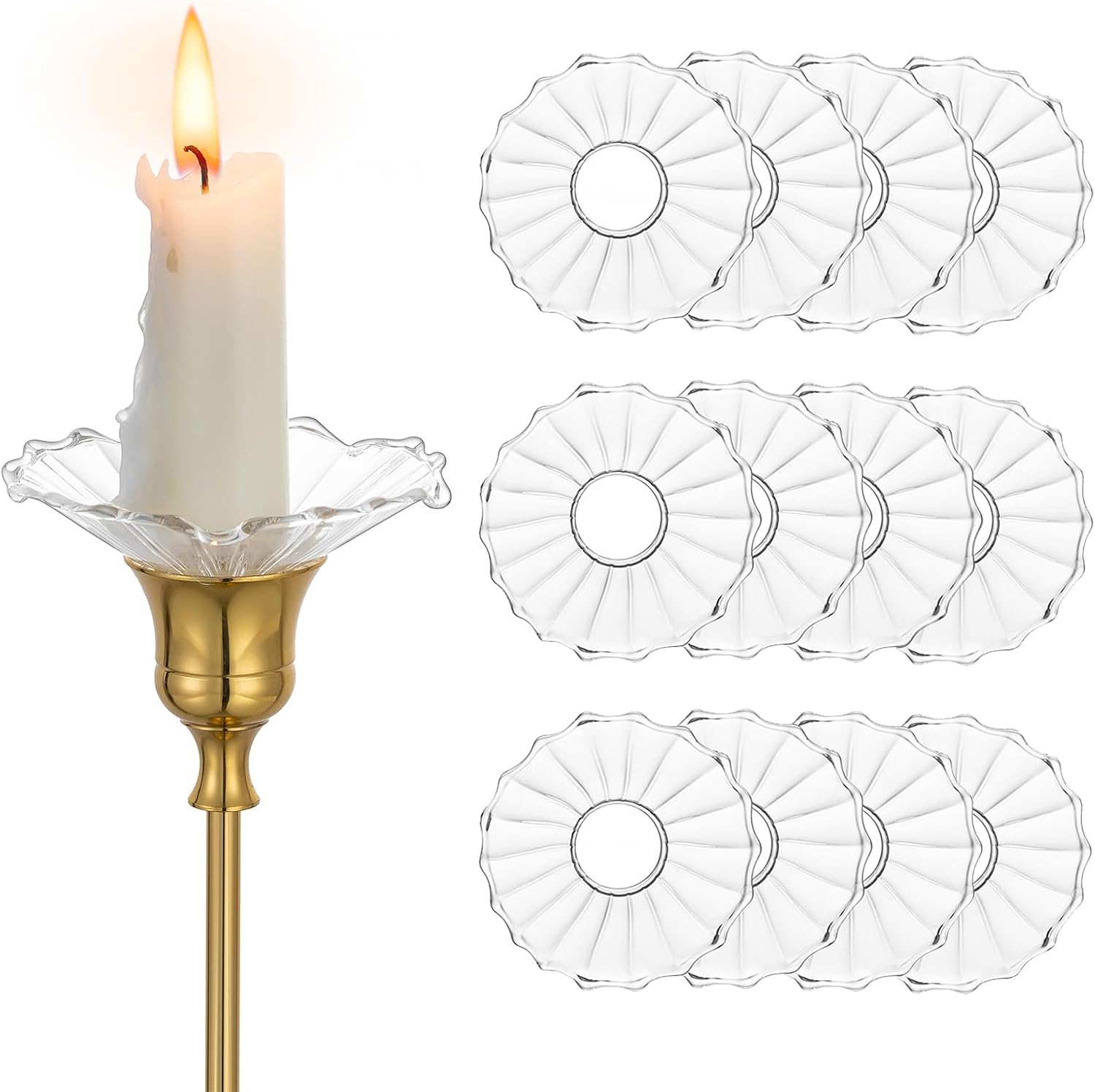 Hewory 12-Piece Glass Candle Drip Catchers