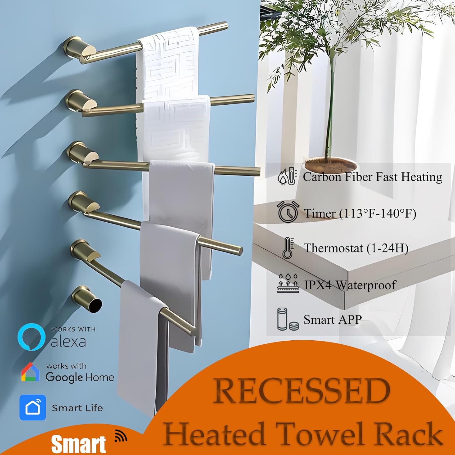 QREZAA Electric Heated Towel Rack