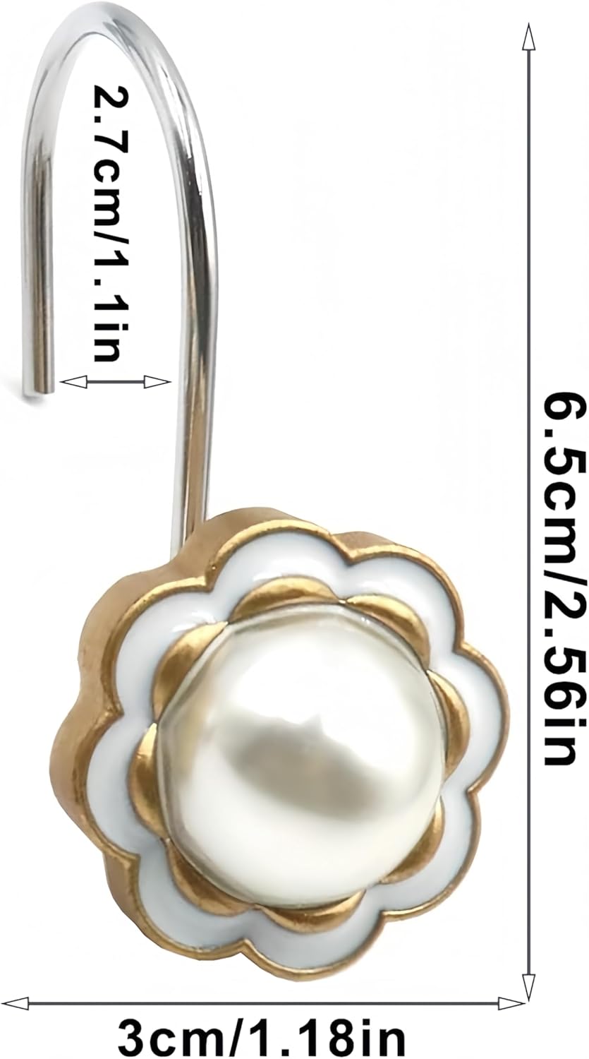 Stylish Pearl Flower 12pc Rust-Proof Showers Hangers for Home Bathroom