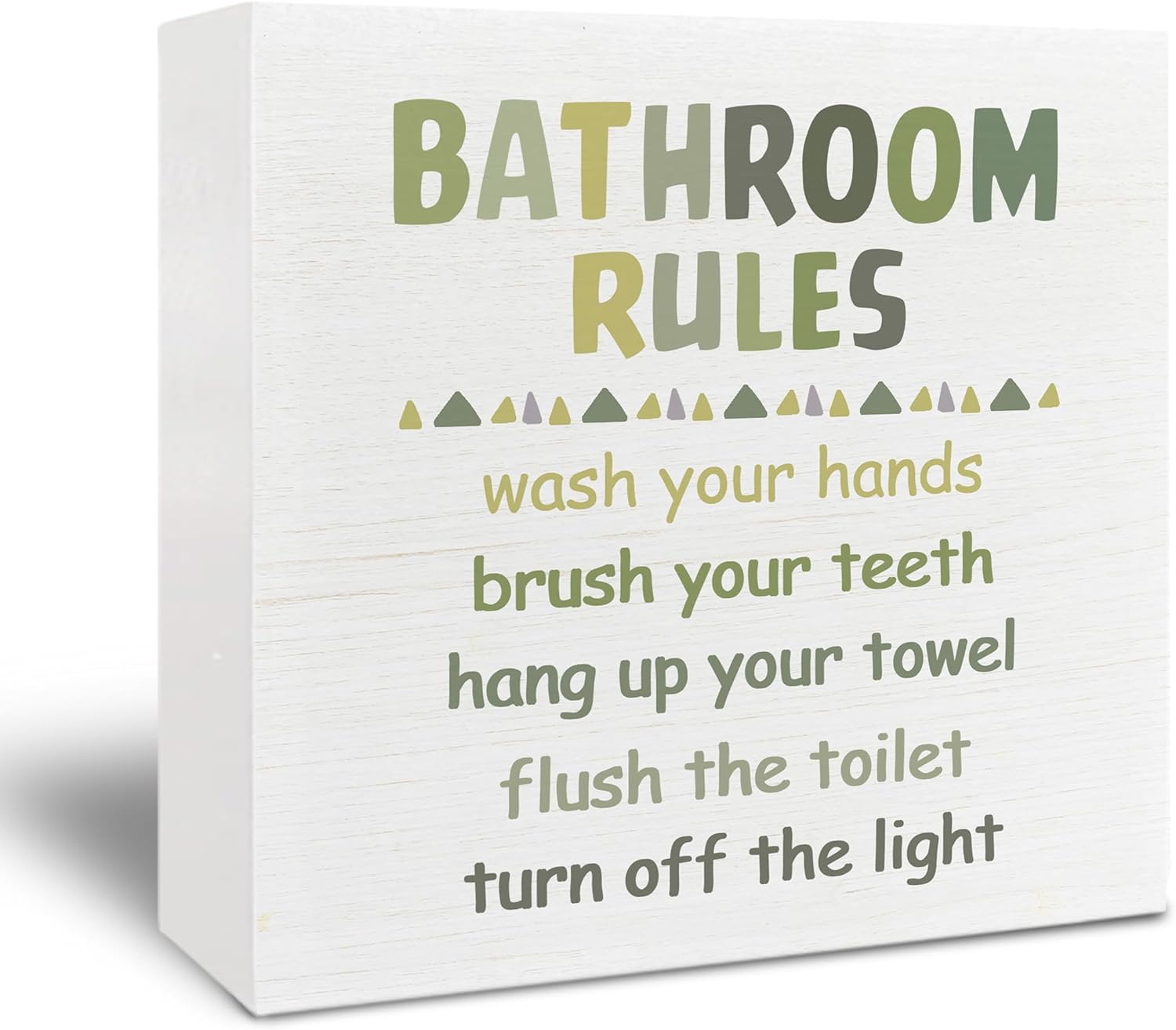 Kids Bathroom Wooden Box Sign 5x5 Green