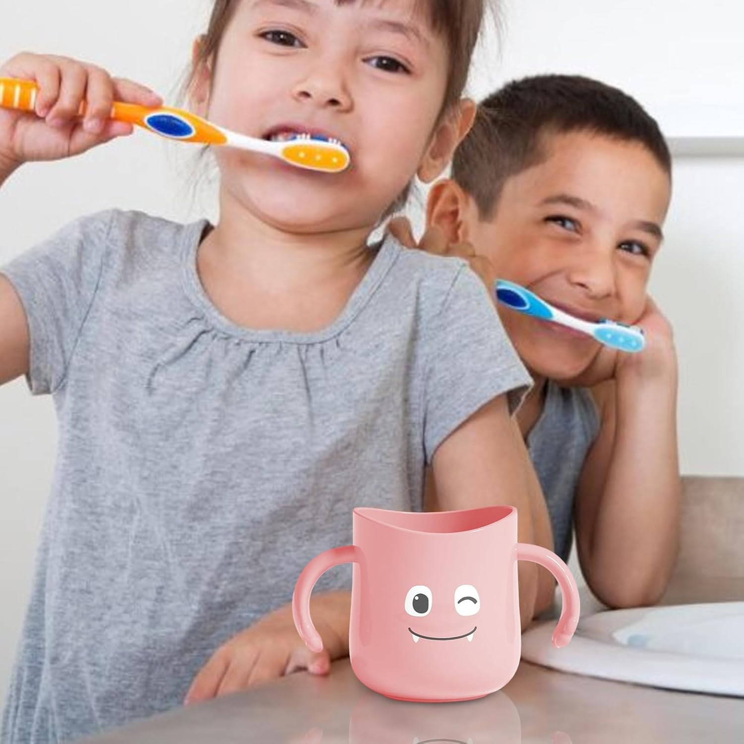 Cute Dinosaur Toothbrush Cup with Double Handles for Kids 1