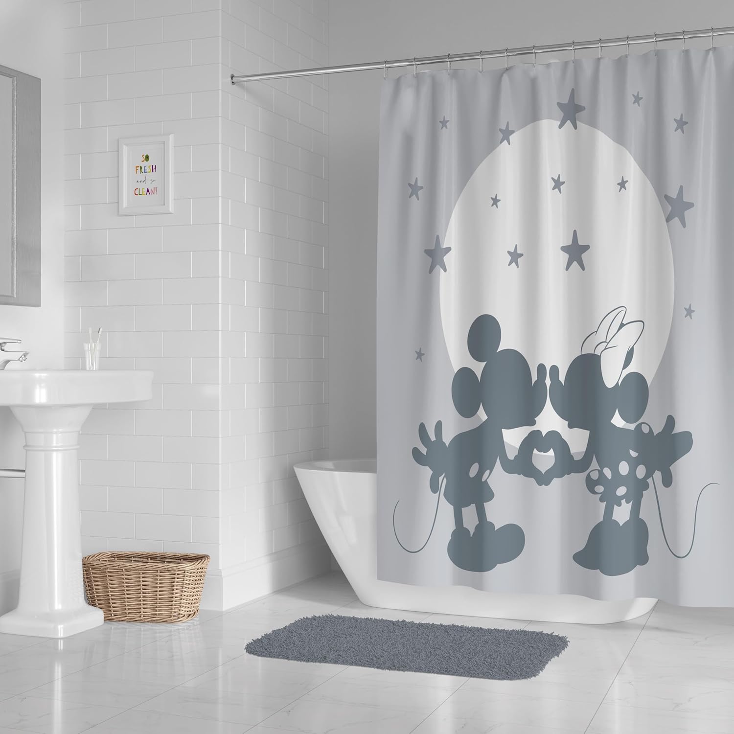 Jay Franco Disney Mickey Mouse and Minnie Shower Curtain - 70x72 Inch