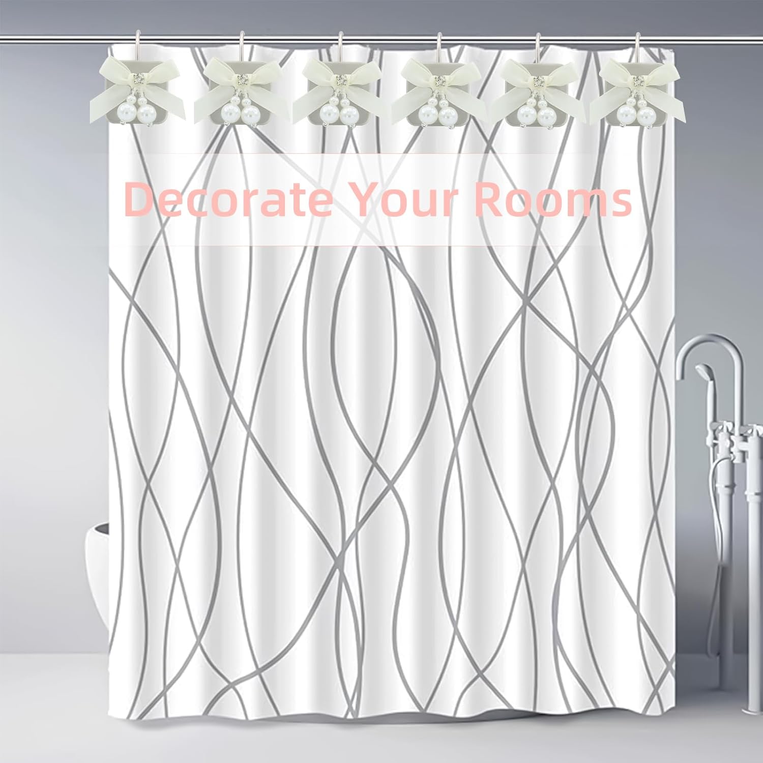 Luxury Bow Shower Curtain Hooks with Satin Design