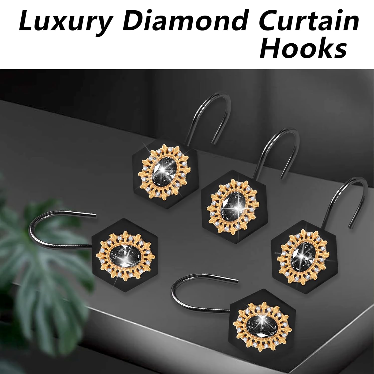 Luxury Diamond Design Decorative Shower Curtain Hooks