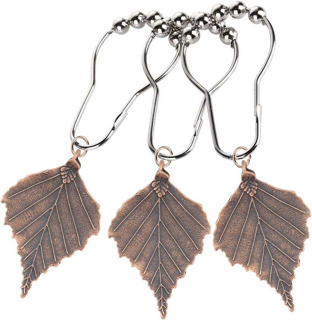 Birch Tree Leaf shower curtain hooks with vibrant autumnal design