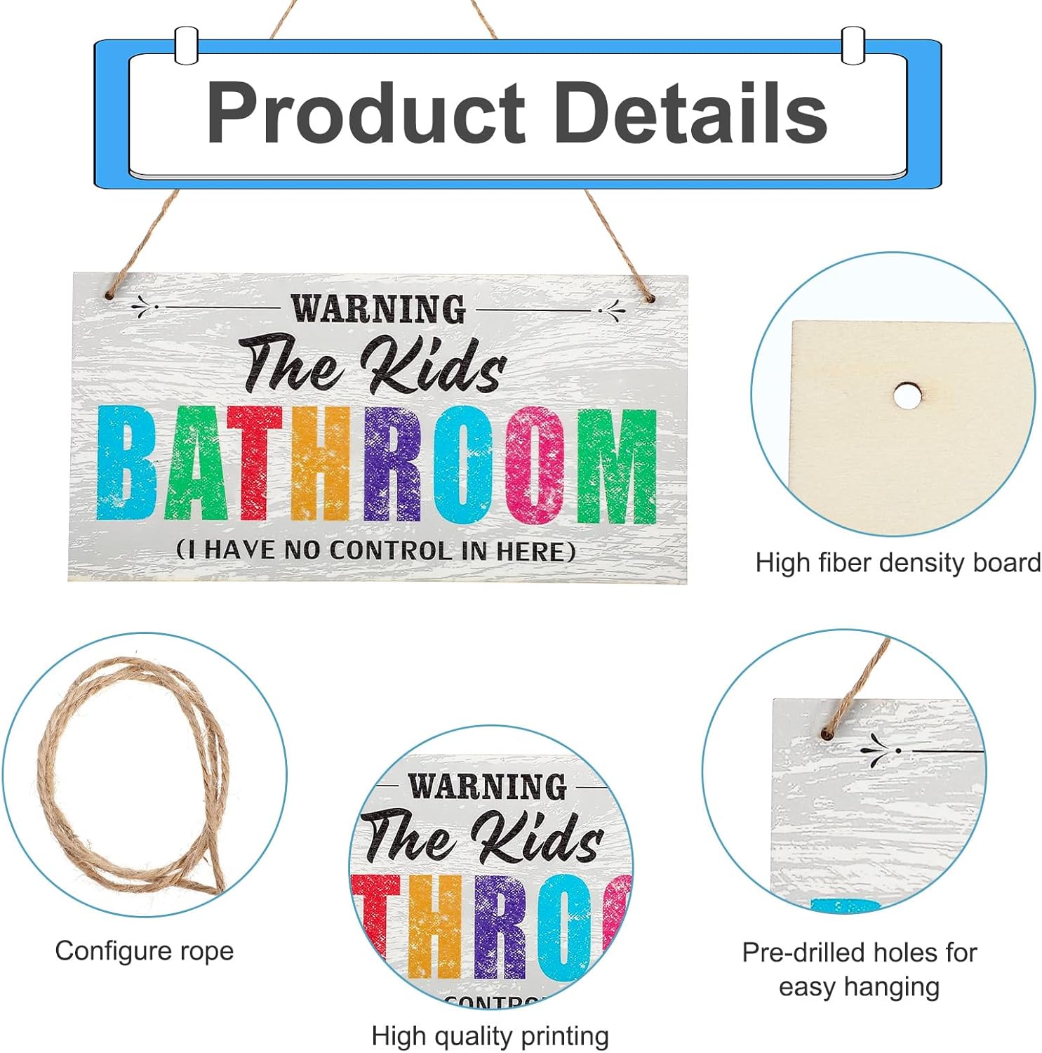 Kids Bathroom Wood Sign Funny Kids Bathroom Warning Decor
