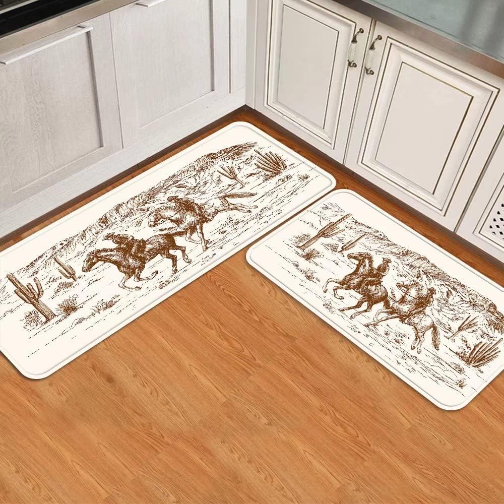 Premium Stylized Western Kitchen Rugs Set for Cowboys