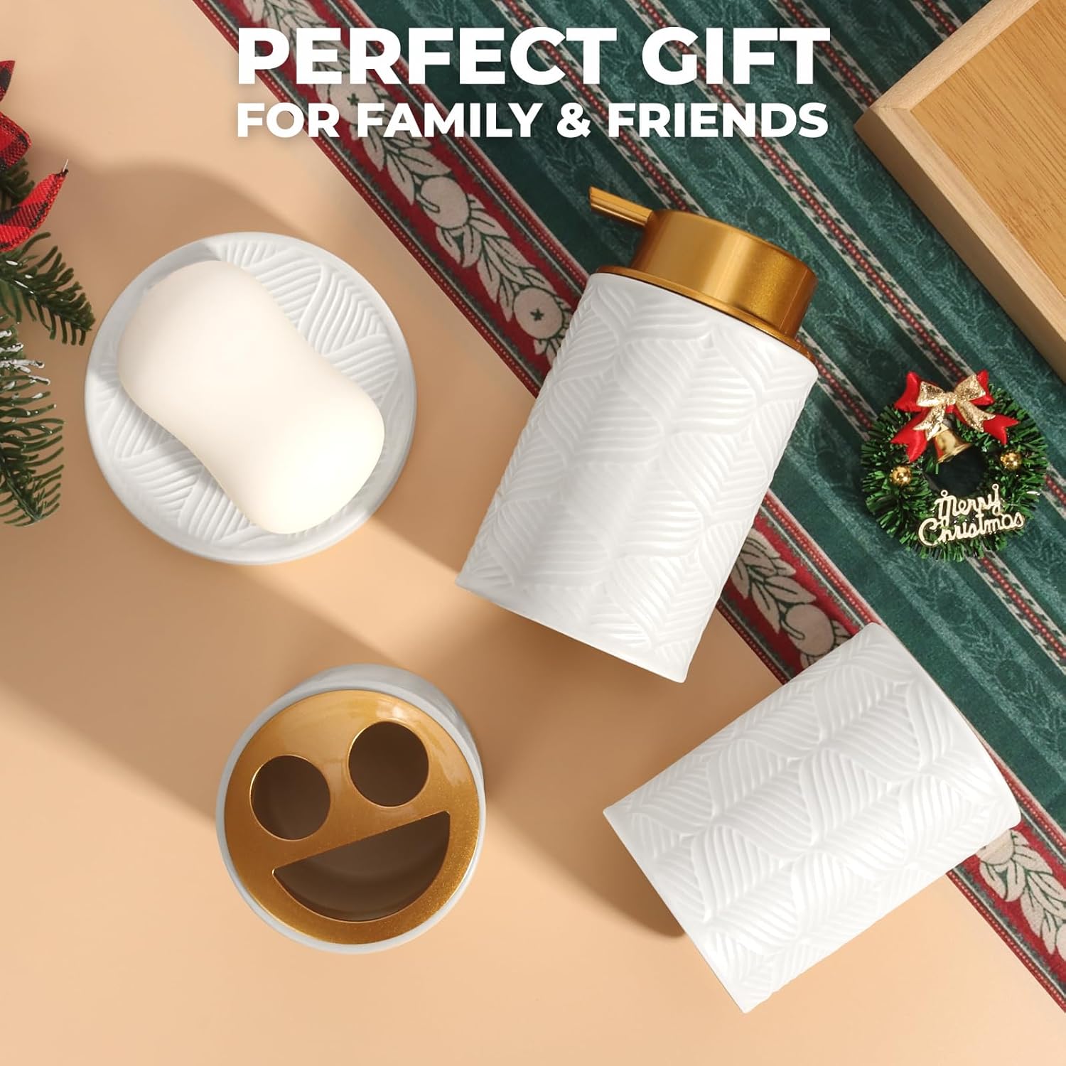 Kukikan 4-Piece Modern Ceramic Bathroom Set White
