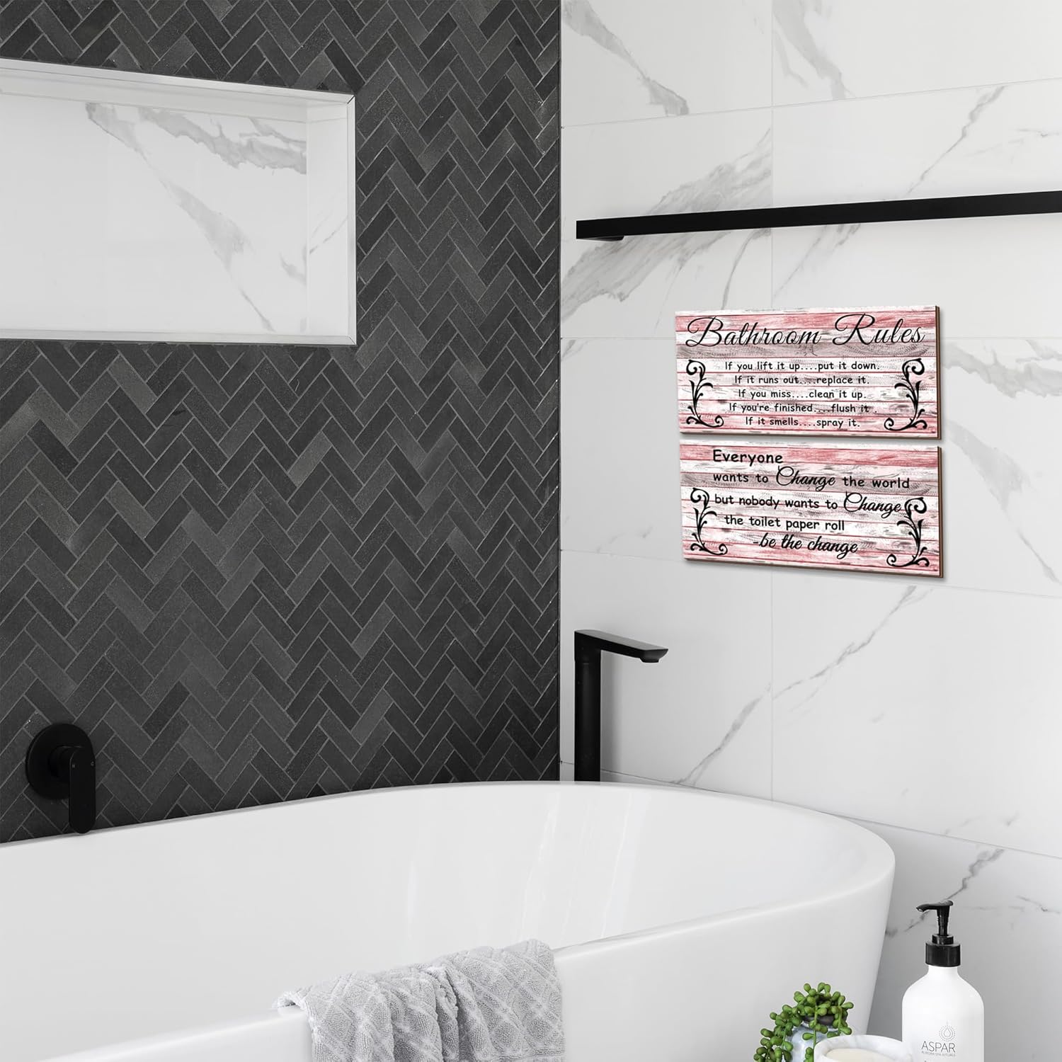 2 Pcs Funny Pink Bathroom Signs Set
