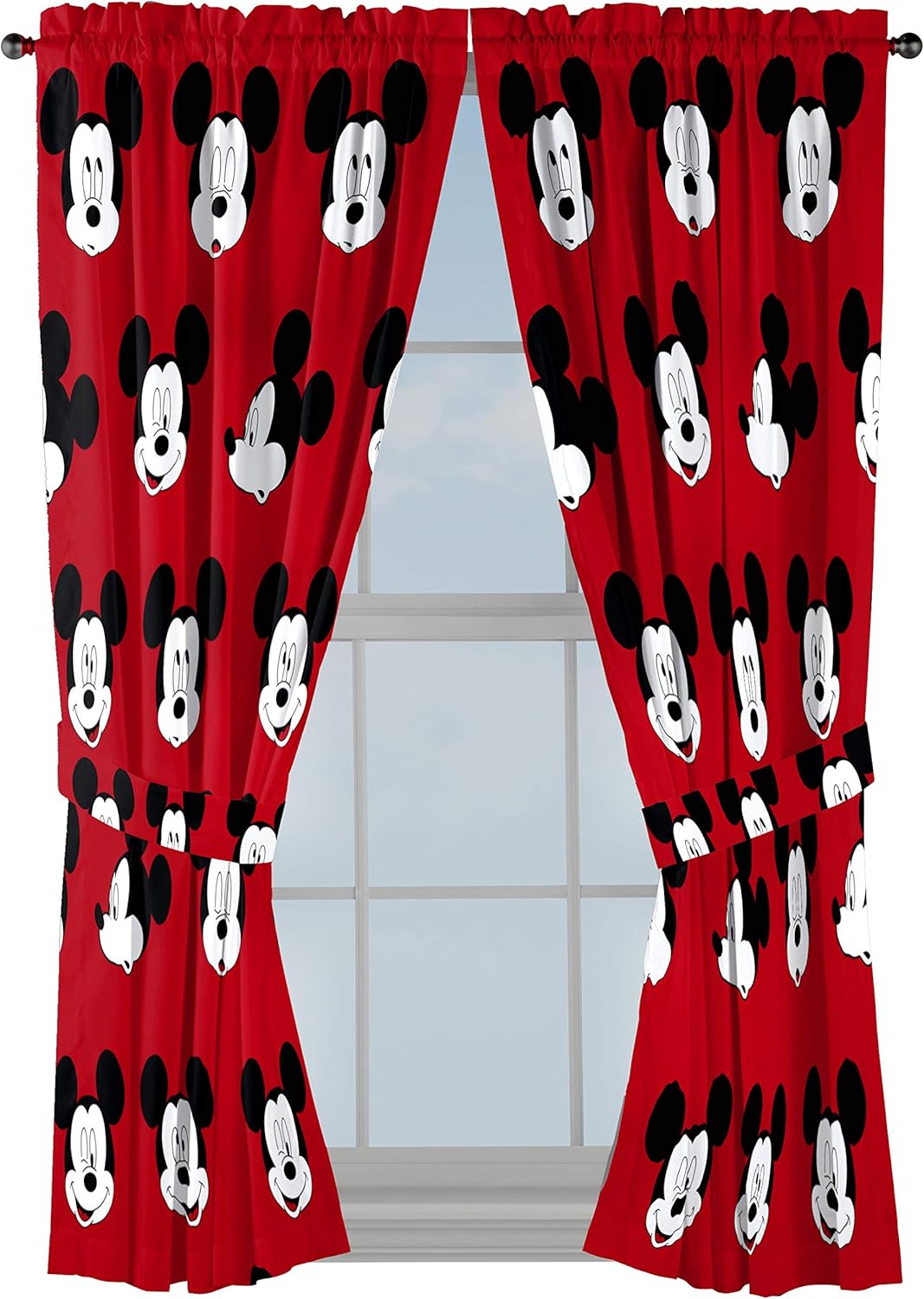 Jay Franco Kids Window Drapes Mickey Mouse 63 Inch Red