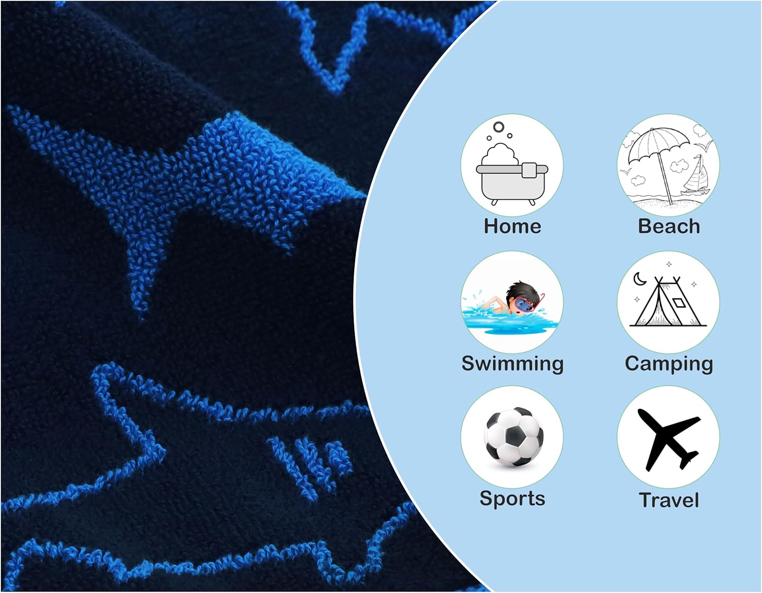 6-Piece bath towel set for kids