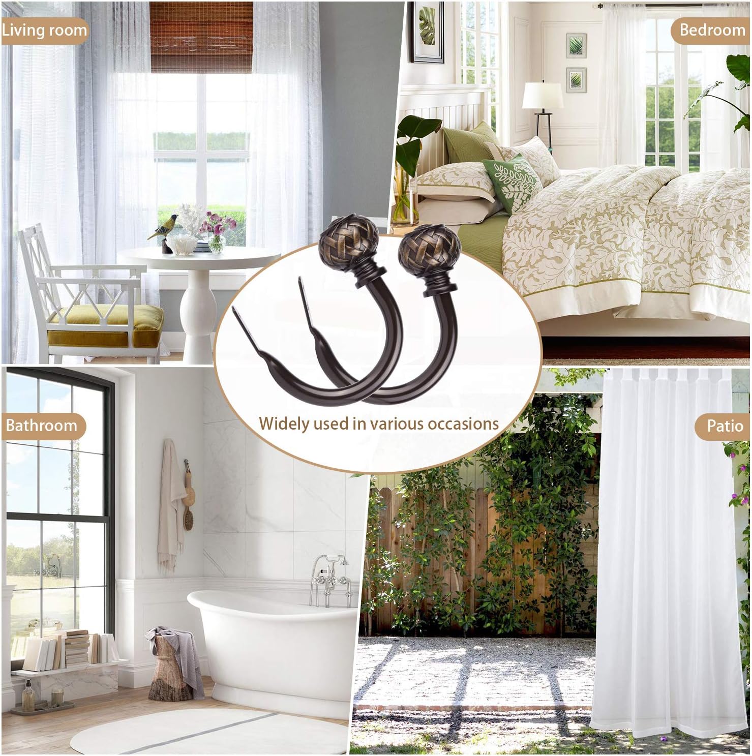 Elegant and Durable Black Bronze Curtain Holdbacks Set for Modern Windows