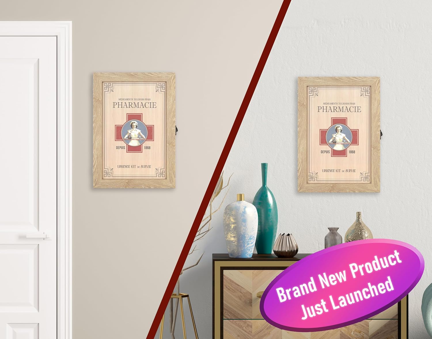 VELISTA Wooden Medicine Cabinet Wall Mount