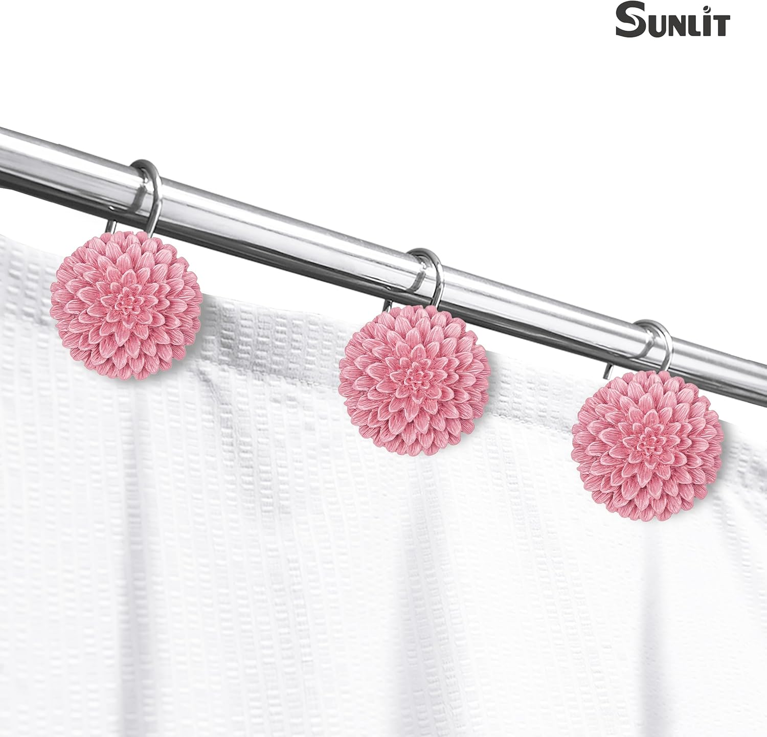 Sunlit Elegant Dahlia Shower Curtain Hooks - 12-Piece Set