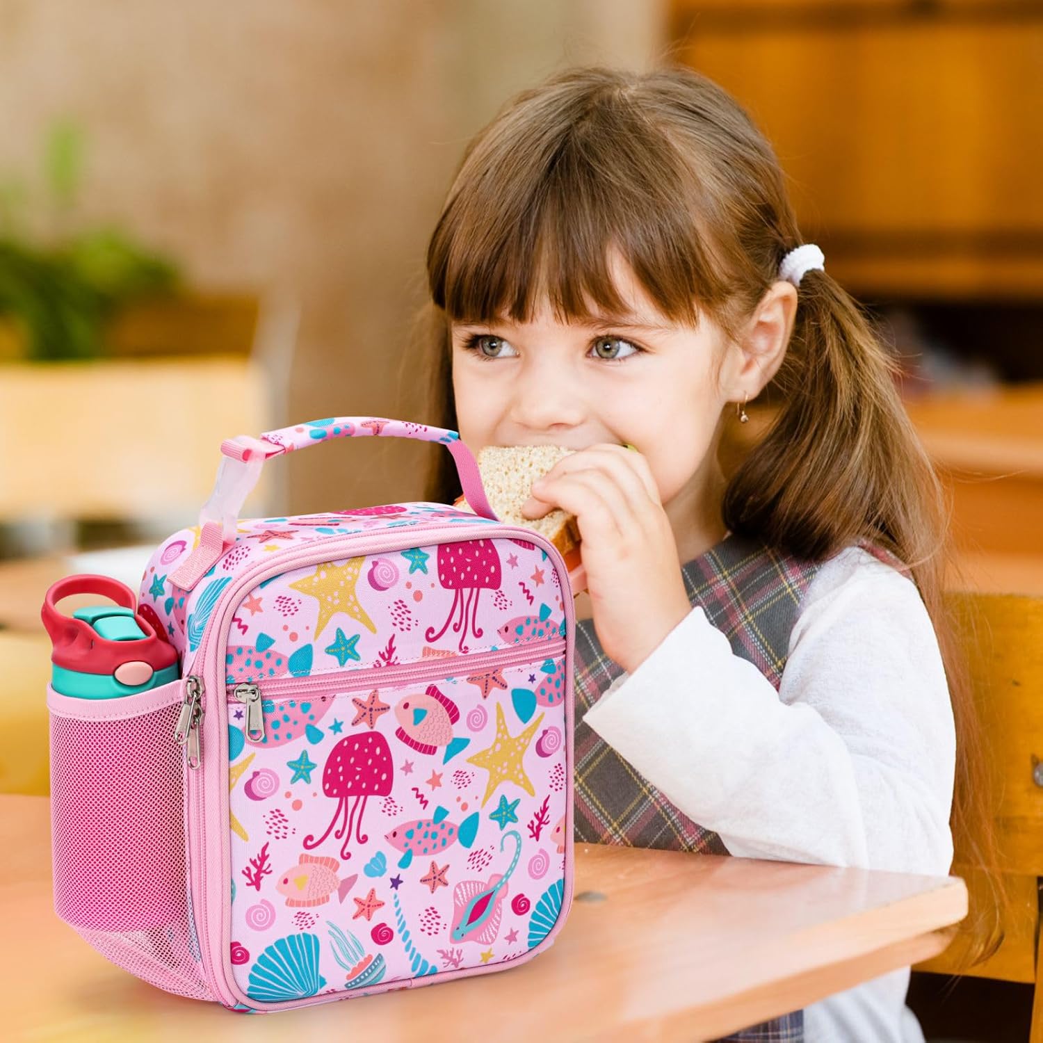 Bagseri Lunch Bag for Kids - Pink Marine Animals