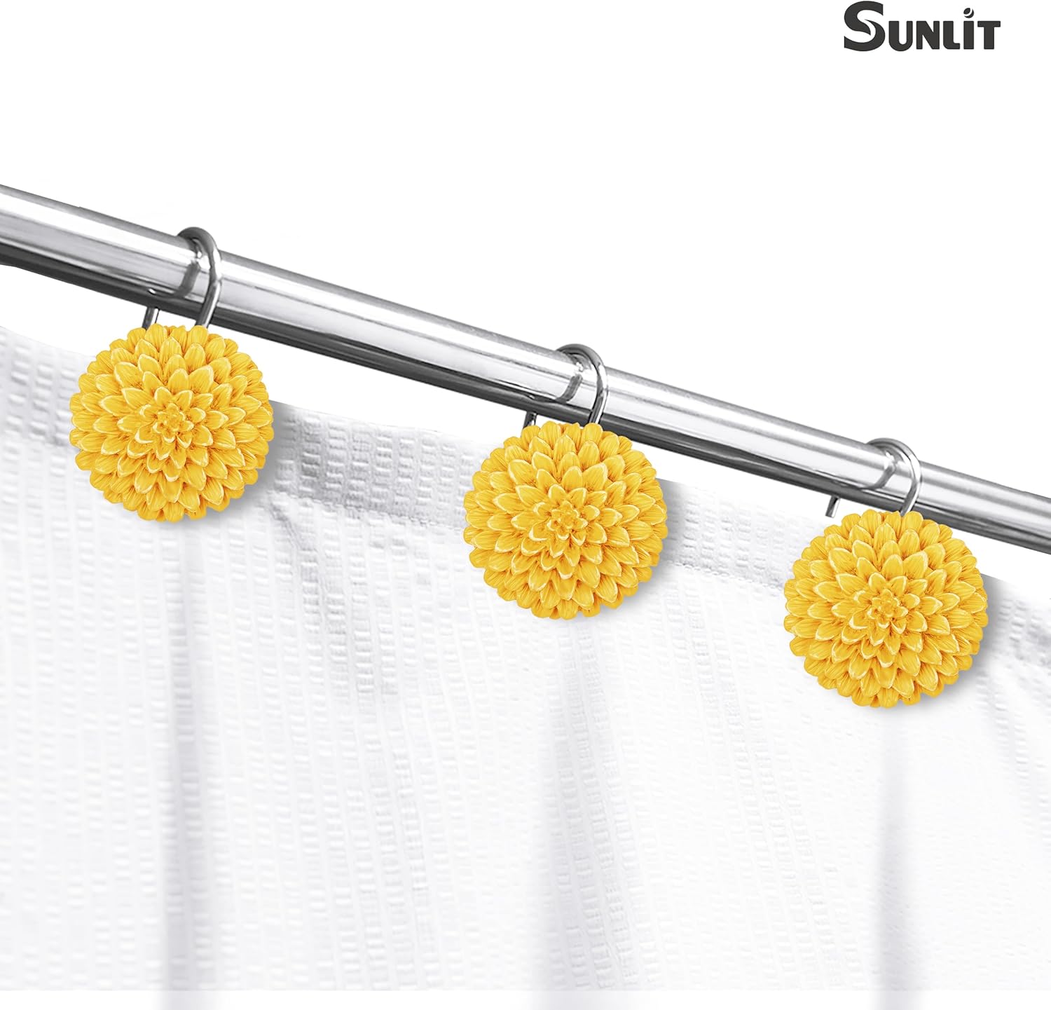 Sunlit Decorative Floral Shower Curtain Hooks 12 Pack
