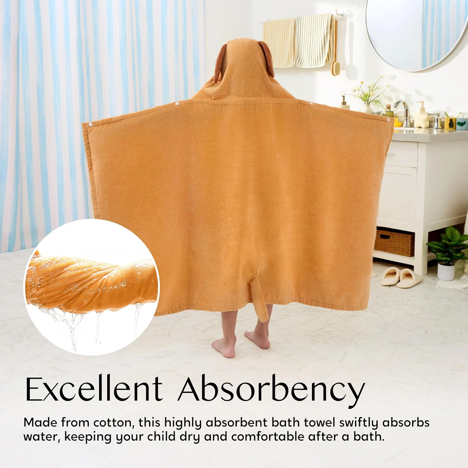 Joiedomi Hooded Towel for Kids 30x50 Brown