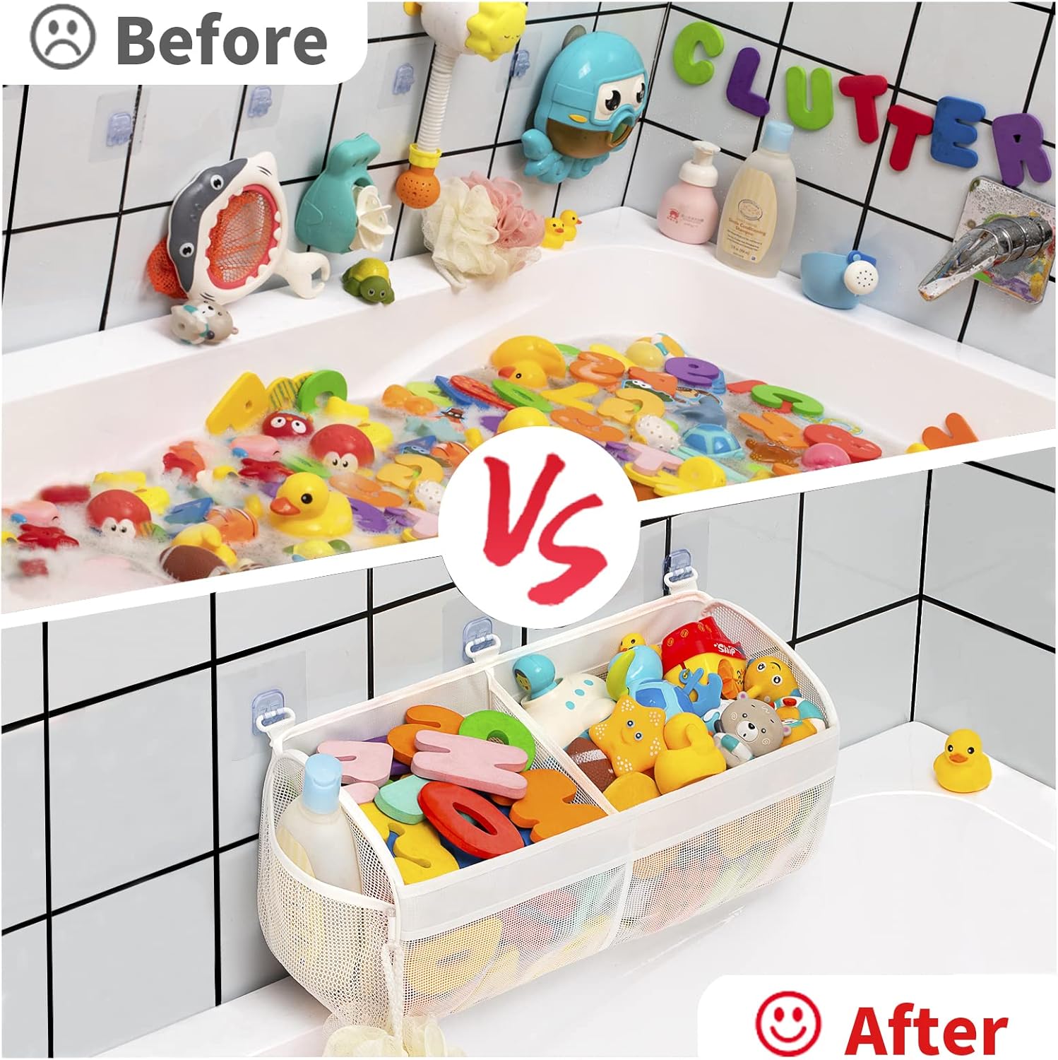 Austion Two Compartment Mesh Bath Toy Organizer